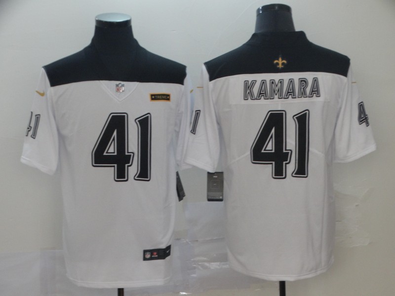 Men's New Orleans Saints Alvin Kamara #41 White City Edition Jersey